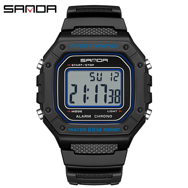 A version of swimming waterproof youth electronic watch simple alarm clock single display small square men and women, student wrist