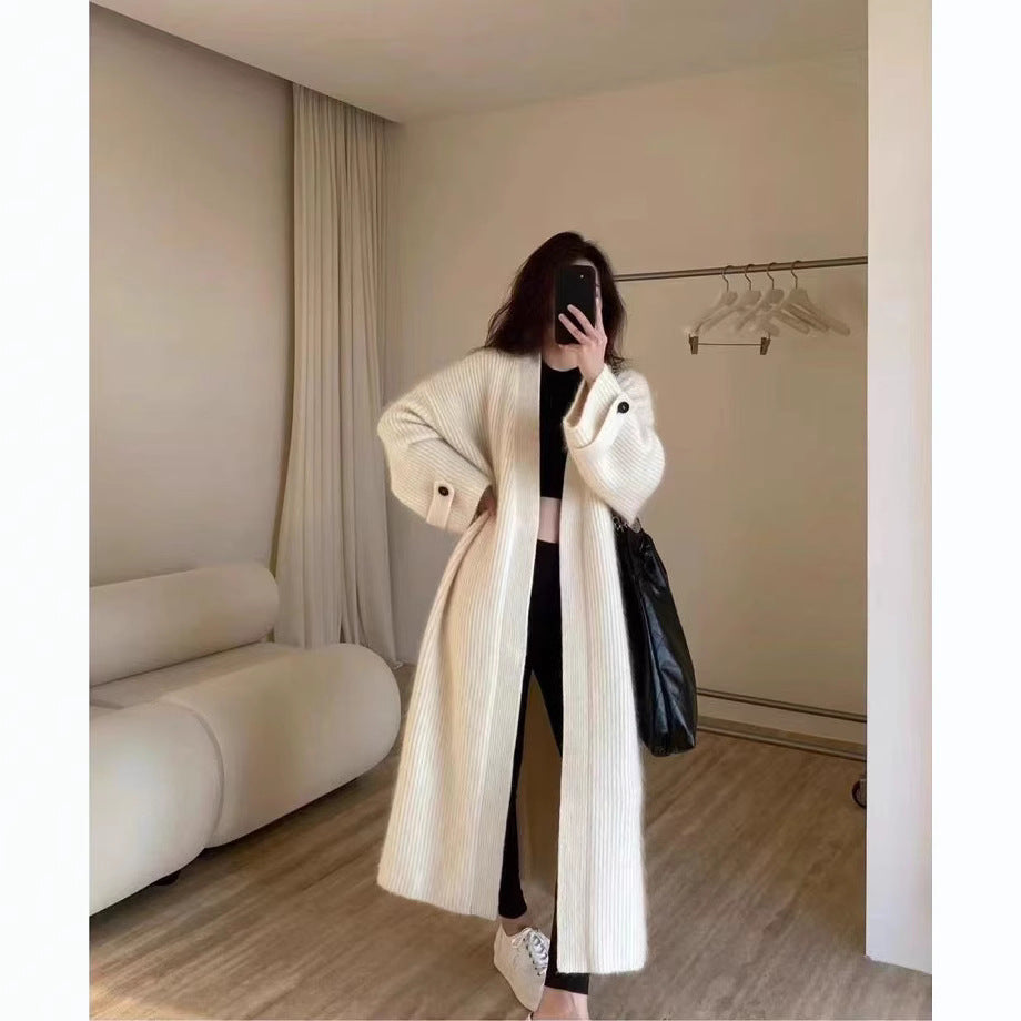 A long sweater knit jacket