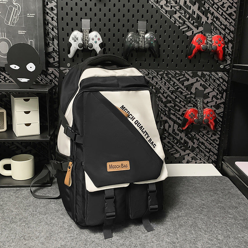 A Korean version ins new high-value trendy and cool contrasting backpack, couple light travel travel large-capacity backpack