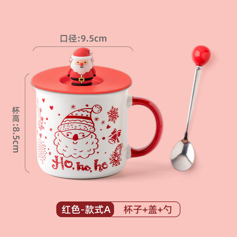 A Christmas mug creative cute cartoon ceramic cup girls coffee cup teacup holiday gift cup