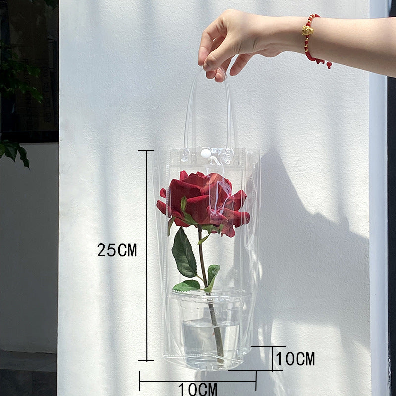 A Spot plastic pvc tote bag, transparent gift packaging bag, milk tea with hand gift, hi candy, portable pvc packaging bag