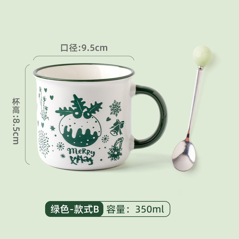 A Christmas mug creative cute cartoon ceramic cup girls coffee cup teacup holiday gift cup