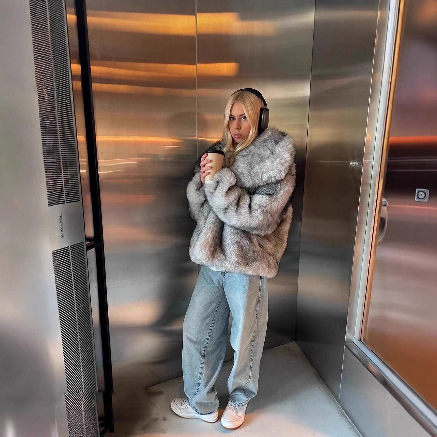 A faux fur jacket