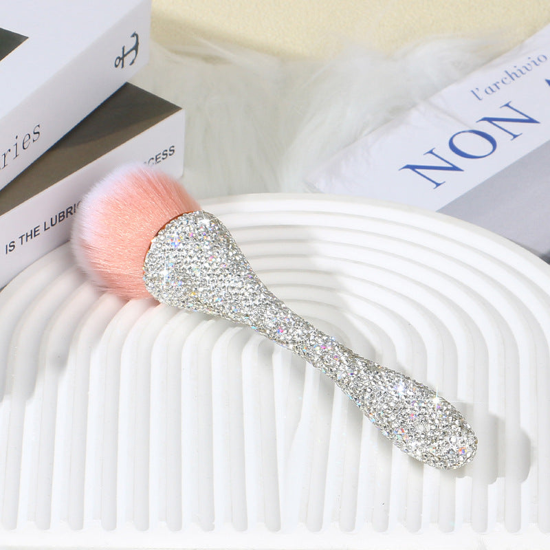 A new diamond-encrusted small waist loose powder makeup brush, oversized single soft-bristled nail brush, blush brush, beauty tool. - Mixbatch