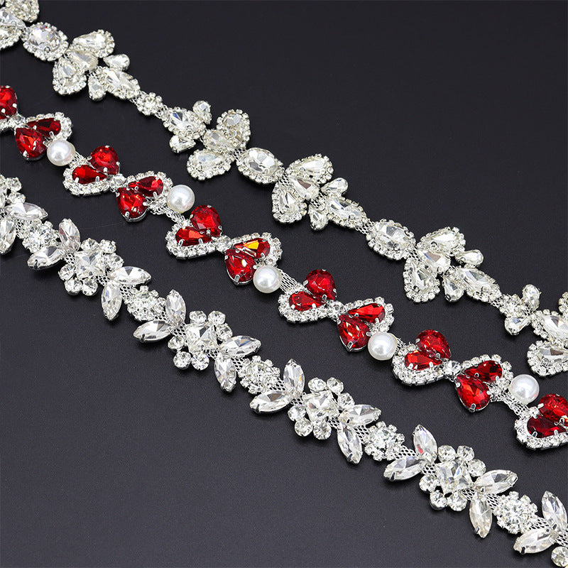 A rhinestone chain diamond jewelry fancy welding drill chain hand seam drill metal chain accessories horse eye drill claw chain DIY accessories - Mixbatch