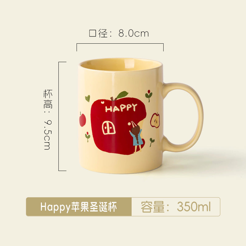 A Christmas Mug Ceramic Cup with Lid Spoon