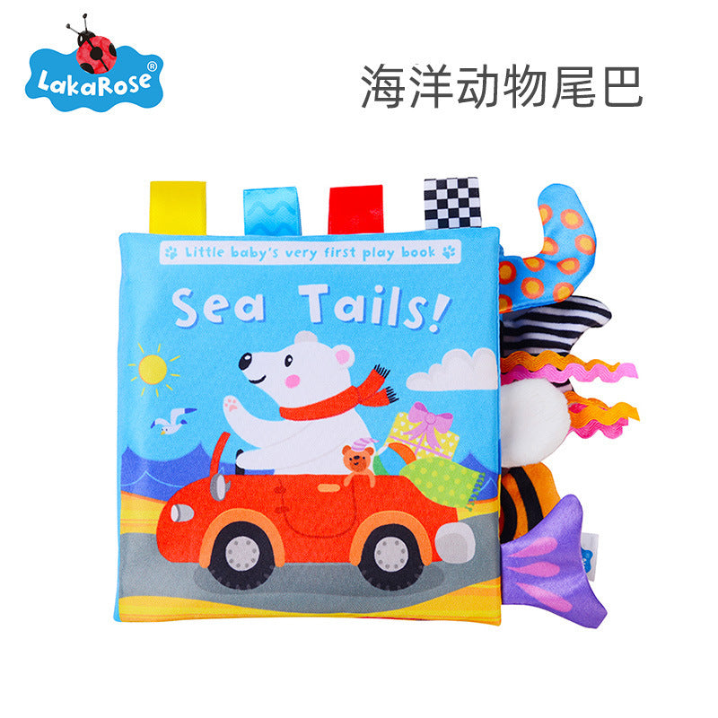 Animal Tail Cloth Book Baby Ringing Paper Cloth Book 0-1 Year Old Infant Toy Enlightenment Early Education Cloth Book