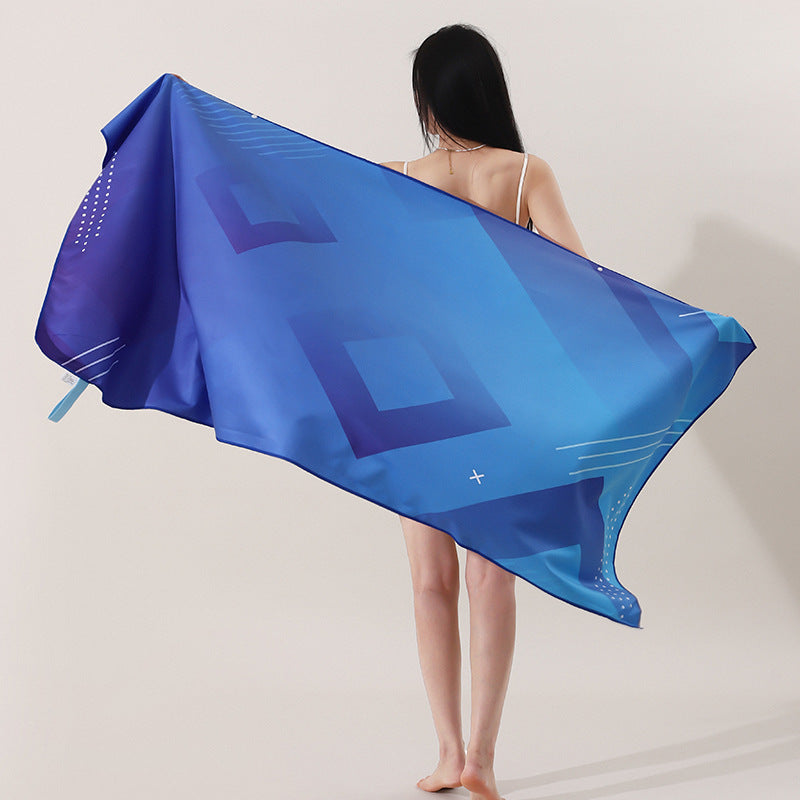 A microfiber double-sided velvet beach towel