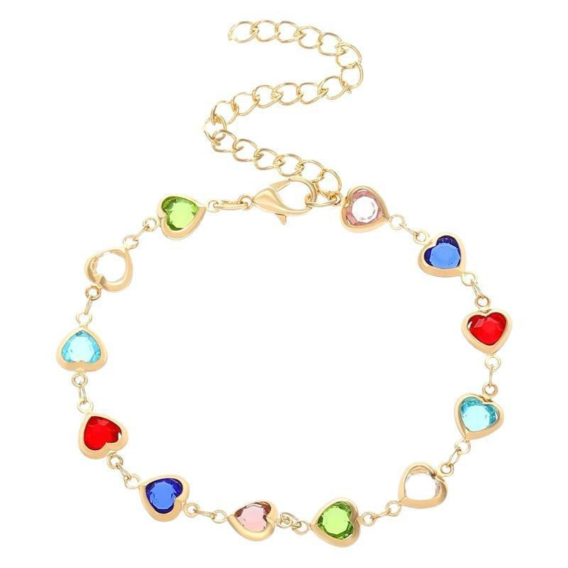 A European and American cross-border i color love zircon bracelet necklace personalized alloy heart dopamine bracelet Internet celebrity bracelet - Mixbatch