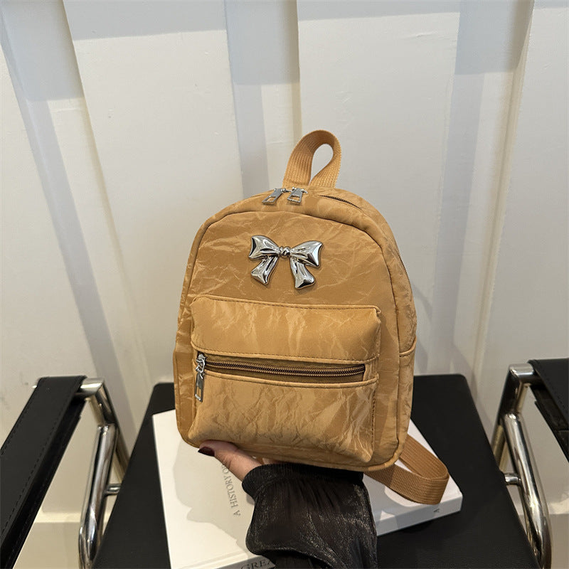 A Bow Casual Fashion Korean Edition Large Capacity College Style Girls Light Small Travel Back Shoulder Backpack Women