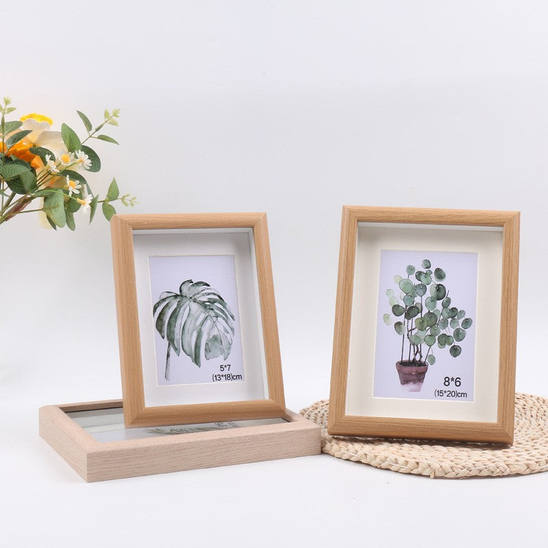 A creative wooden three-dimensional hollow photo frame, plant specimens mounted picture frame, children's oil painting wall picture frame