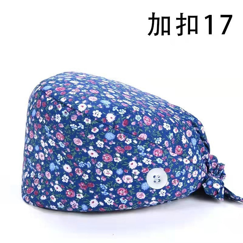 A Cross-border surgical cap Cotton solid color nurse operating room cap Sweat-absorbing and windproof confinement cap Dental dentist cap