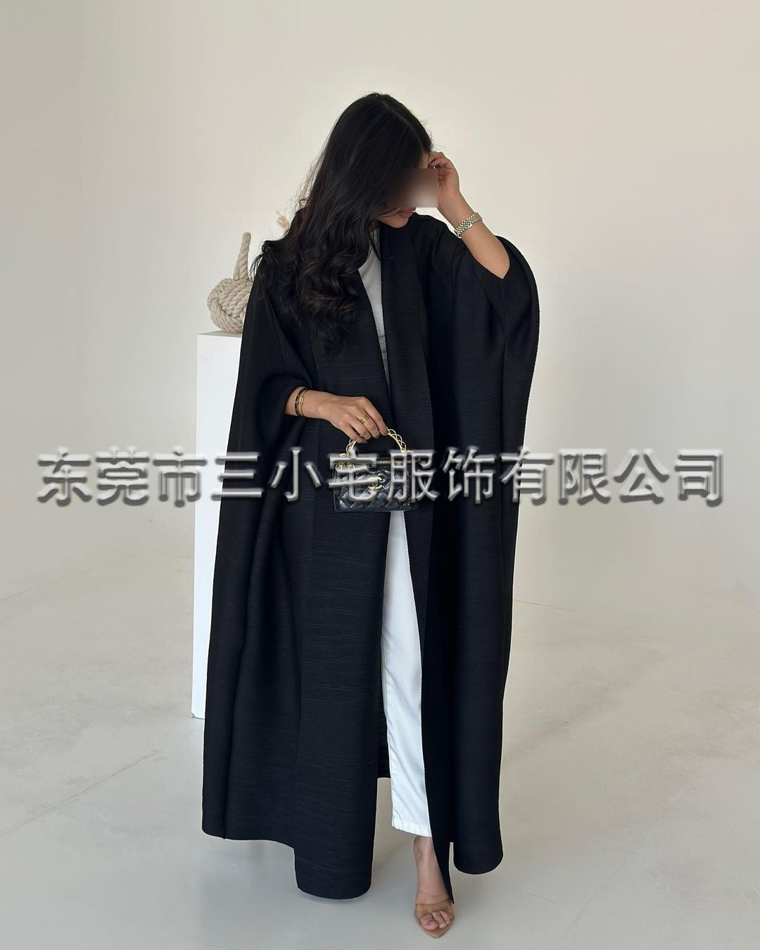 A Pleated robe print cardigan women's clothing