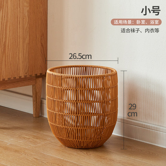 A waterproof storage basket made of imitation rattan