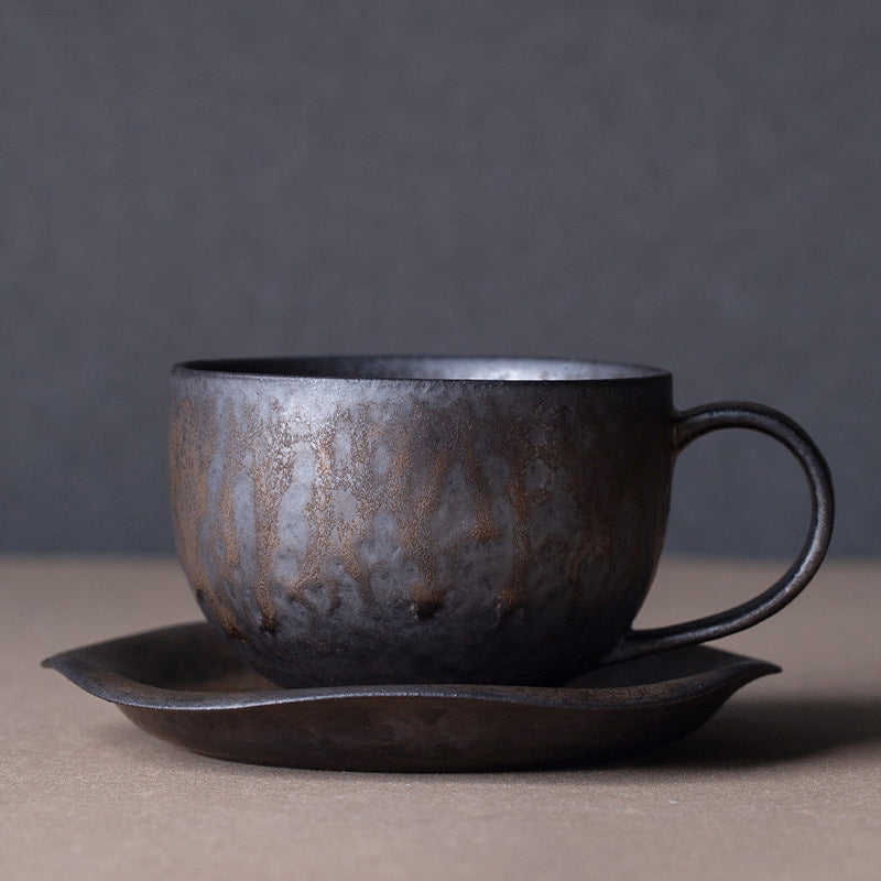 A ceramic cup and saucer set