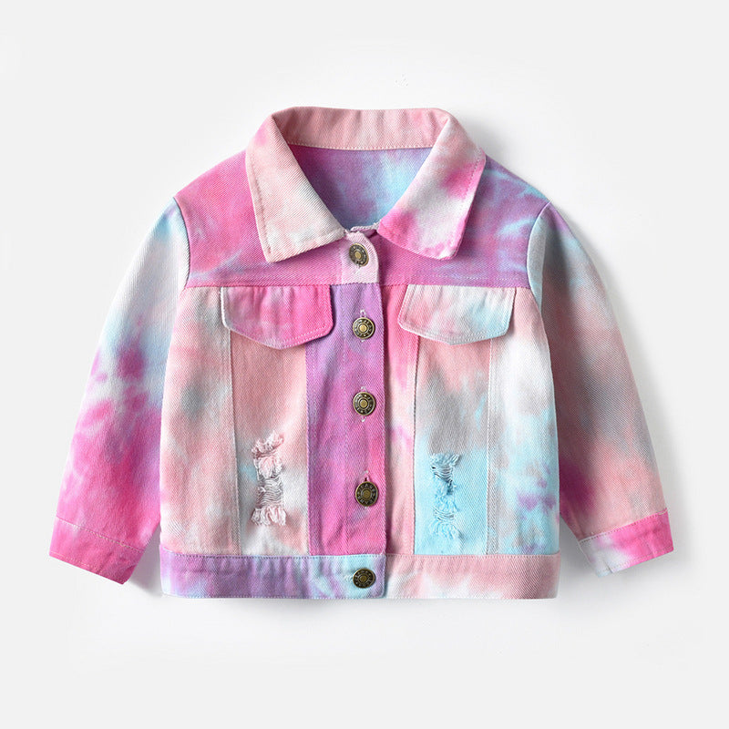 A children's tie-dye denim jacket