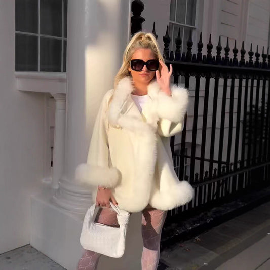 A women's fur collar jacket