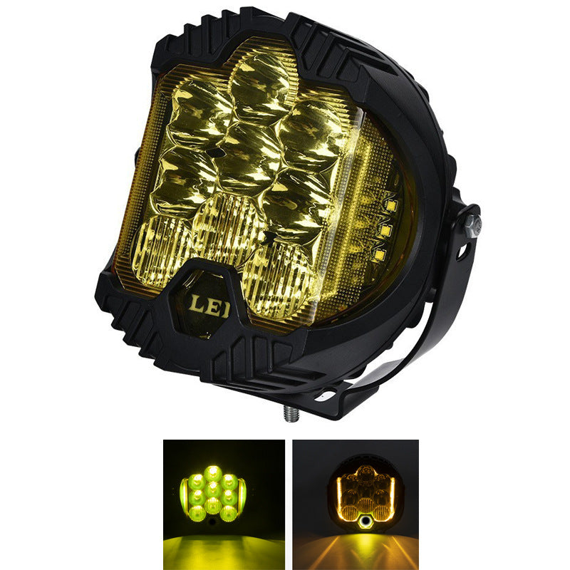 مصباح LED للسيارة 5/7/9 بوصة 90 واط، مصباح عمل مضيء ثلاثي الجوانب، خزان 300، مصباح خارجي معدل لمركبات الطرق الوعرة