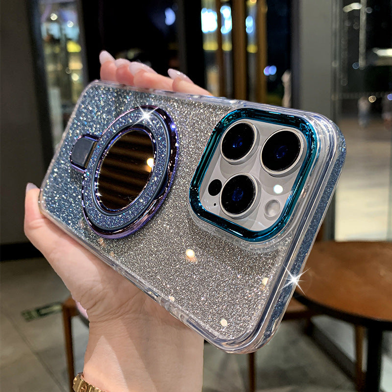 A glitter mirror magnetic suction bracket mobile phone case
