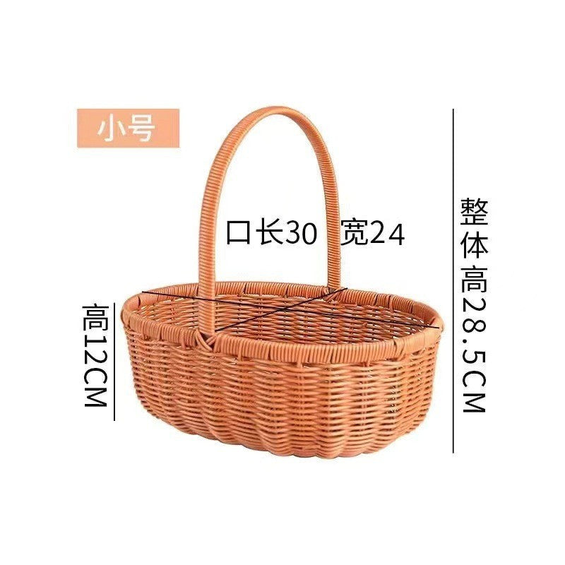 A imitation rattan new oval fruit basket picking basket rattan large portable flower basket gift