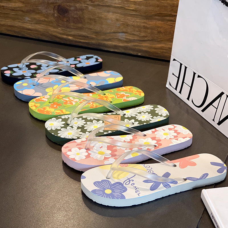 A non-slip ns tide i fashion beach pinch flip-flops women's slippers couple splint sandals summer wear new flower shoes