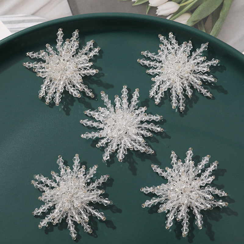 A ins the same transparent crystal bead flower iy hand-woven beaded headgear hole shoes flower material wholesale - Mixbatch