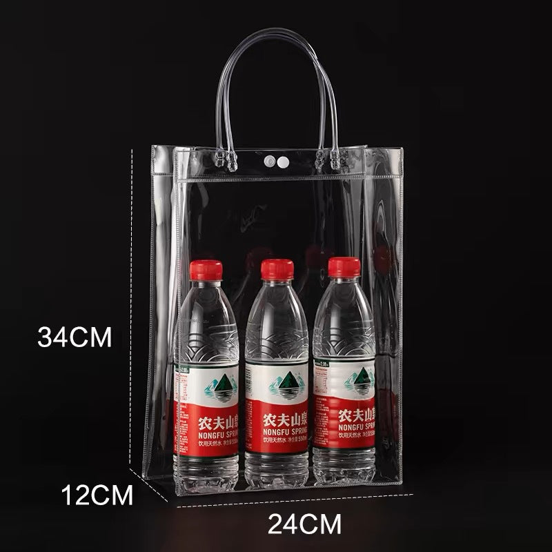 A spot stall pvc plastic tote bag transparent hose thickened red wine packaging bag gift bag
