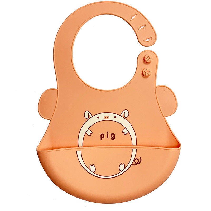 Baby silicone bibs, baby eating bibs, waterproof rice pockets,saliva napkins 0.08kg