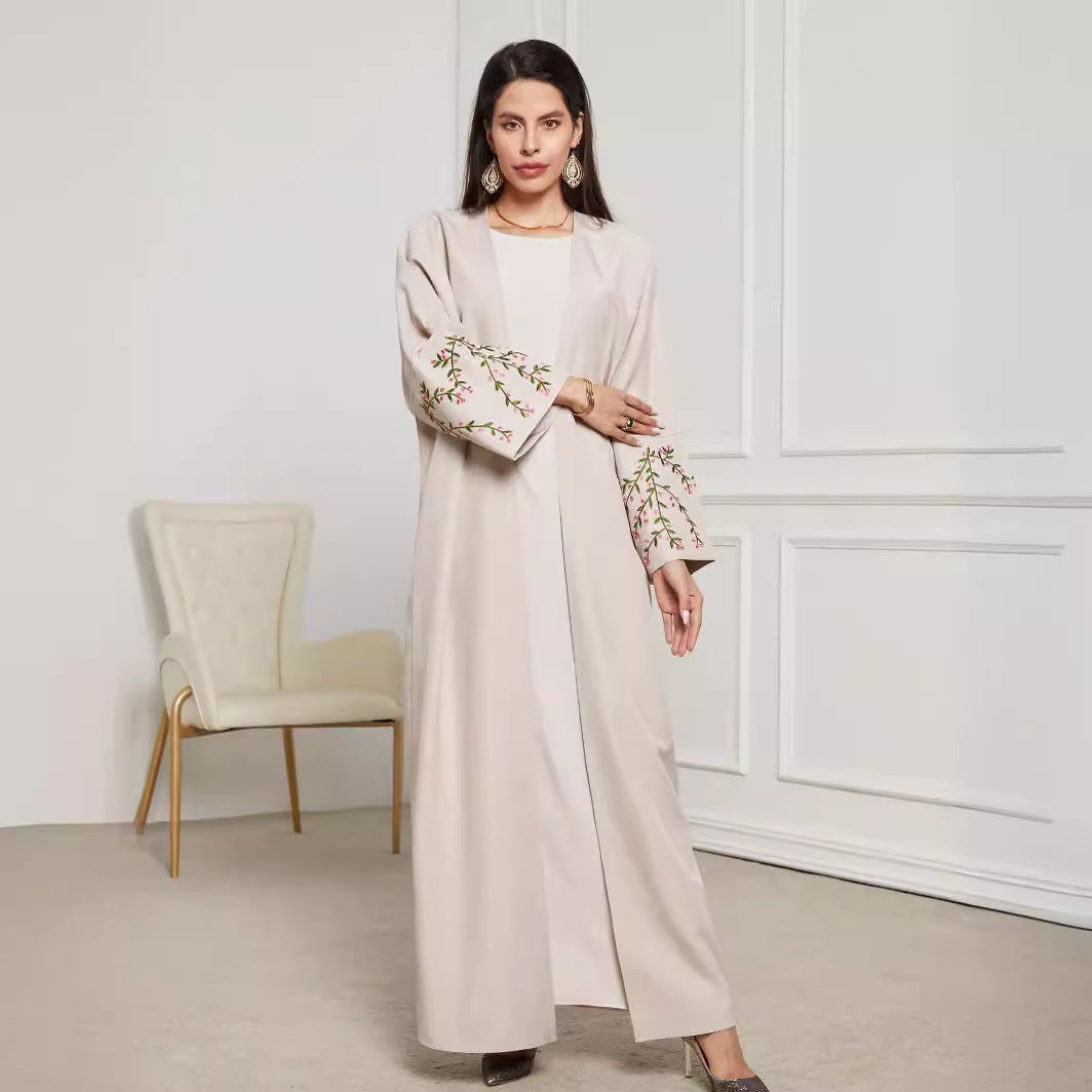 Muslim Embroidered Middle Eastern Clothing Fashion Elegant Cardigan Embroidered Dress Robe - Mixbatch