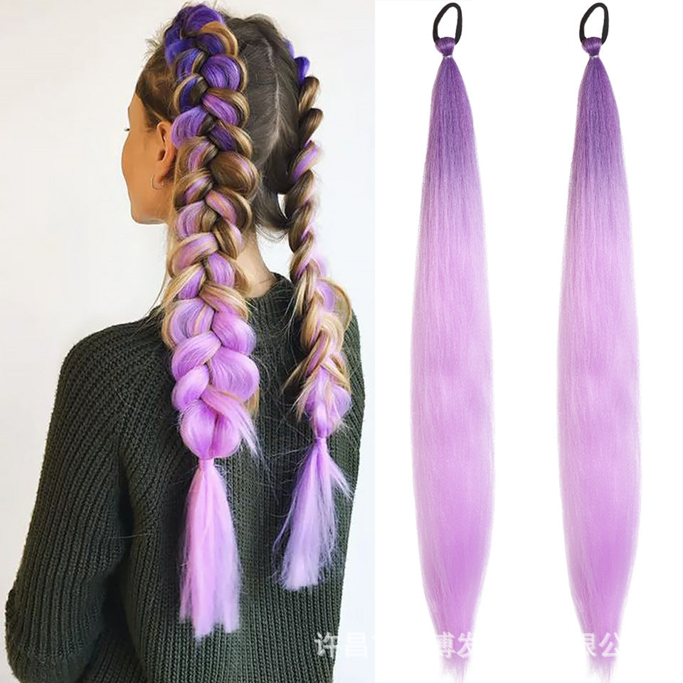 A child girl rubber band ponytail wig box braids colorful elastic rope braids ponytail wig hair extensions braids - Mixbatch