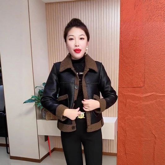 A women's leather jacket