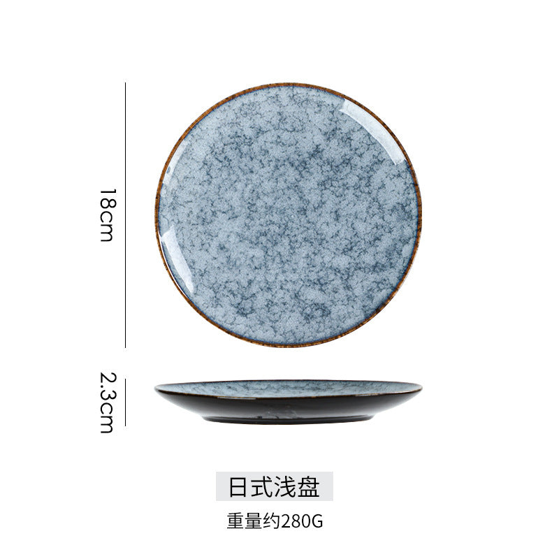 A Japanese high-end light luxury Western food ceramic wing bowl plate spoon cup hotel restaurant table four-piece tableware set