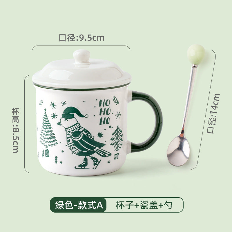 A Christmas mug creative cute cartoon ceramic cup girls coffee cup teacup holiday gift cup