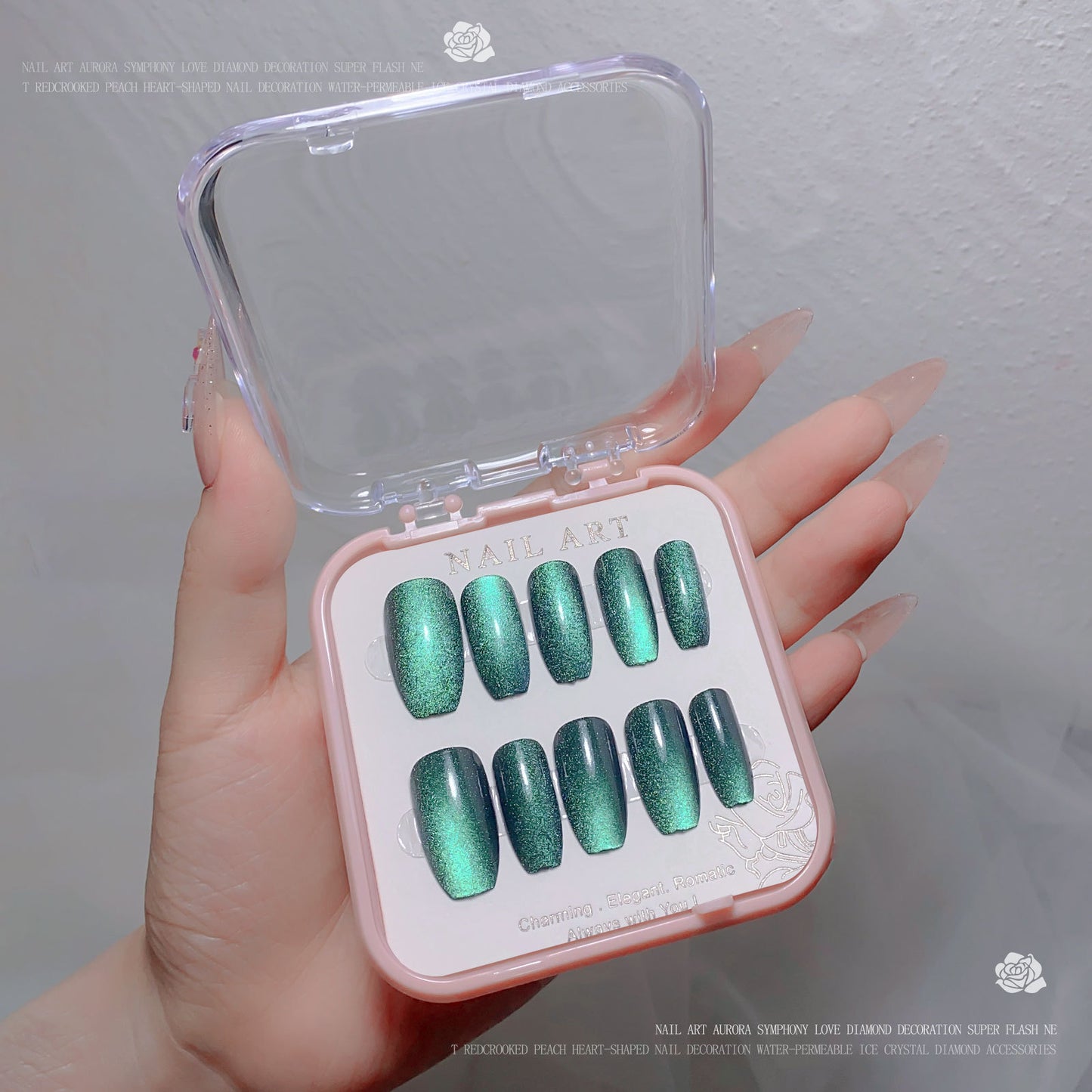 A new nail art wear nail spar cat eye flash diamond nail patch wear nail handmade nail art fake nail wholesale - Mixbatch