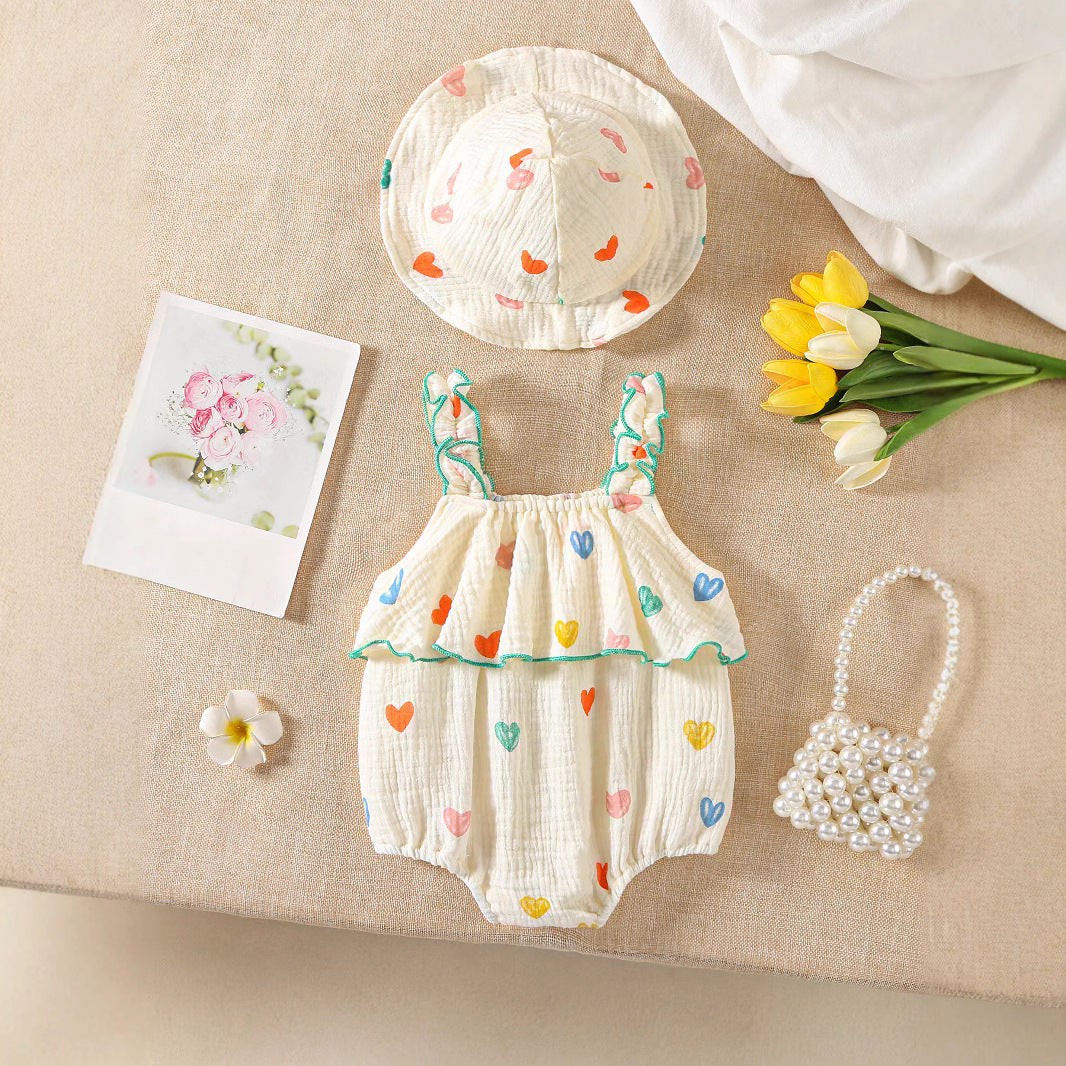 A baby onesie summer baby girl sleeveless climbing clothes girls ins floral Romper fashionable comfortable and cute