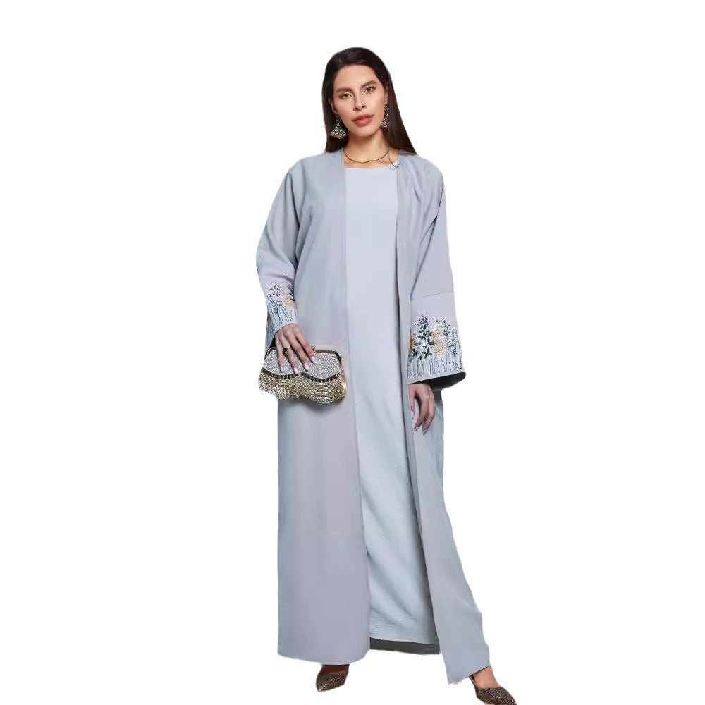 Middle Eastern Muslim Clothing Robe Embroidered Cardigan Dress Long Dress Bat Sleeve - Mixbatch