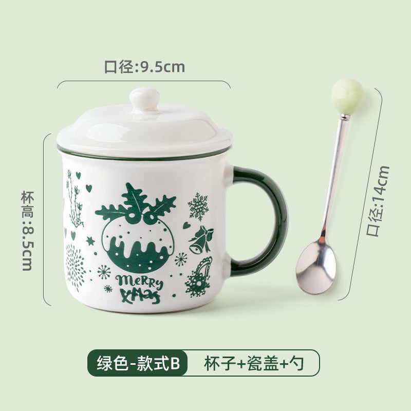 A Christmas mug creative cute cartoon ceramic cup girls coffee cup teacup holiday gift cup