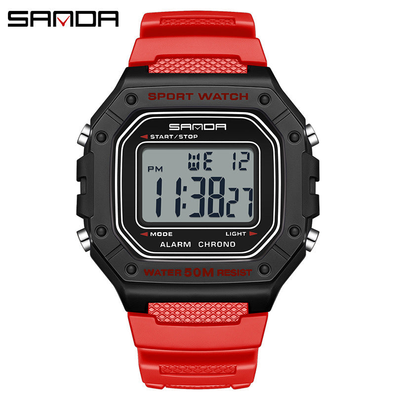 A fashionable small square electronic watch male and female students Korean version simple multi-function luminous waterproof watch factory wholesale