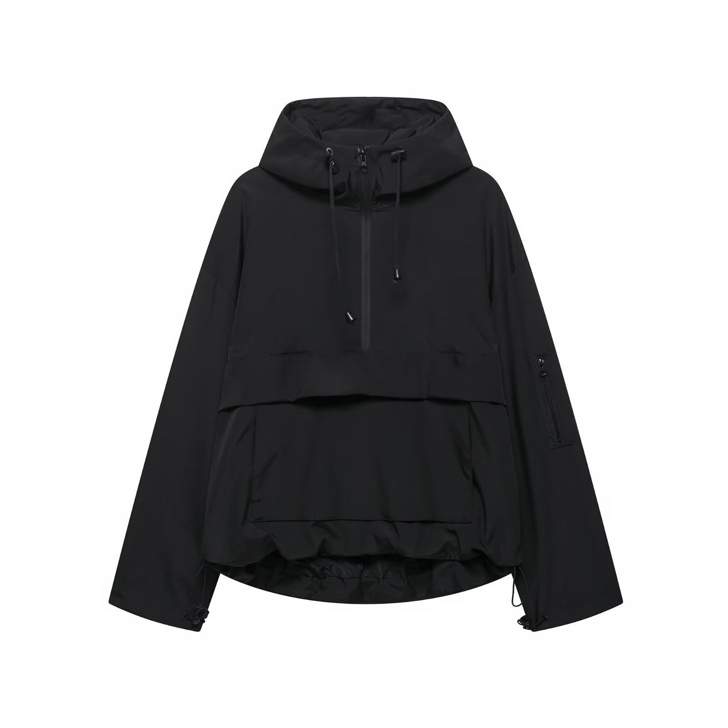 A hooded jacke