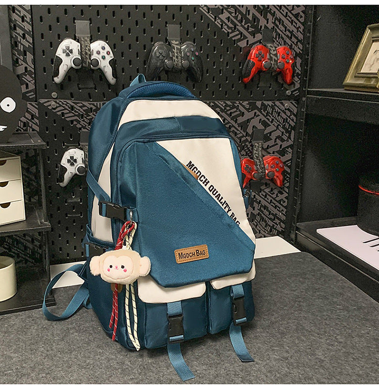 A Korean version ins new high-value trendy and cool contrasting backpack, couple light travel travel large-capacity backpack