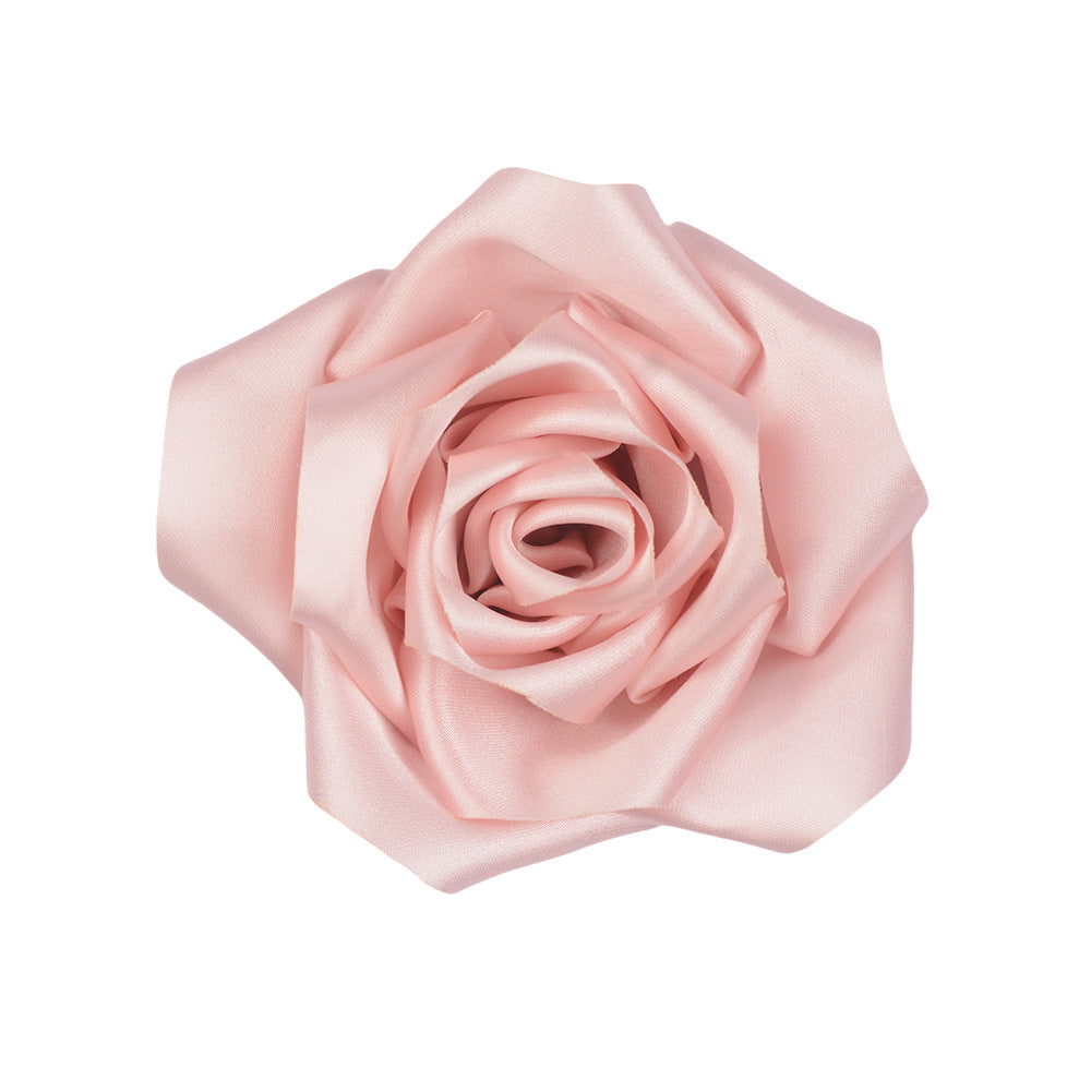 A retro rose bud high-grade satin three-dimensional silk cloth large flower DIY neck flower brooch clothing shoes and hats accessories - Mixbatch