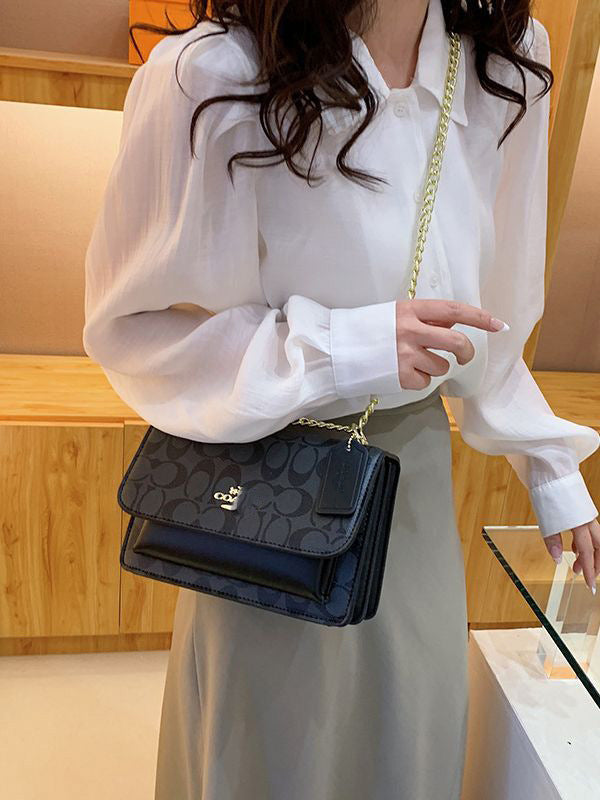 A Portable printing light luxury high-end single shoulder retro diagonal cross-border foreign style versatile letter cross-border - Mixbatch