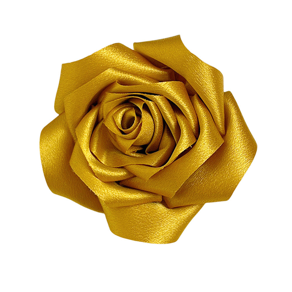 A retro rose bud high-grade satin three-dimensional silk cloth large flower DIY neck flower brooch clothing shoes and hats accessories - Mixbatch