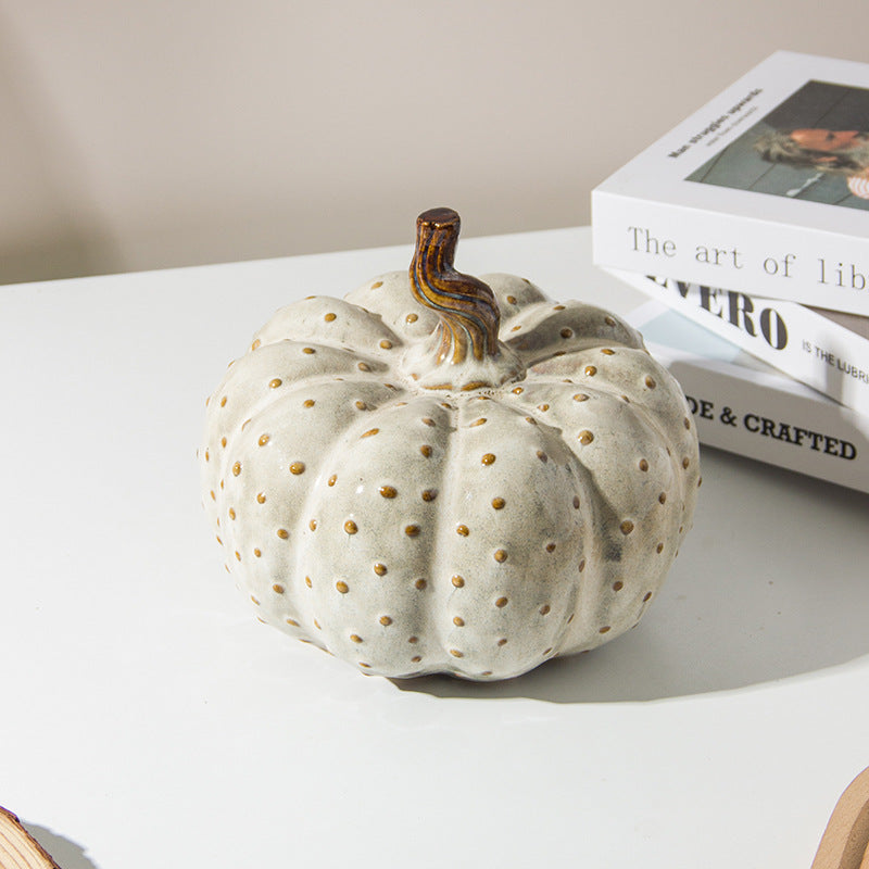 A ceramic pumpkin ornament