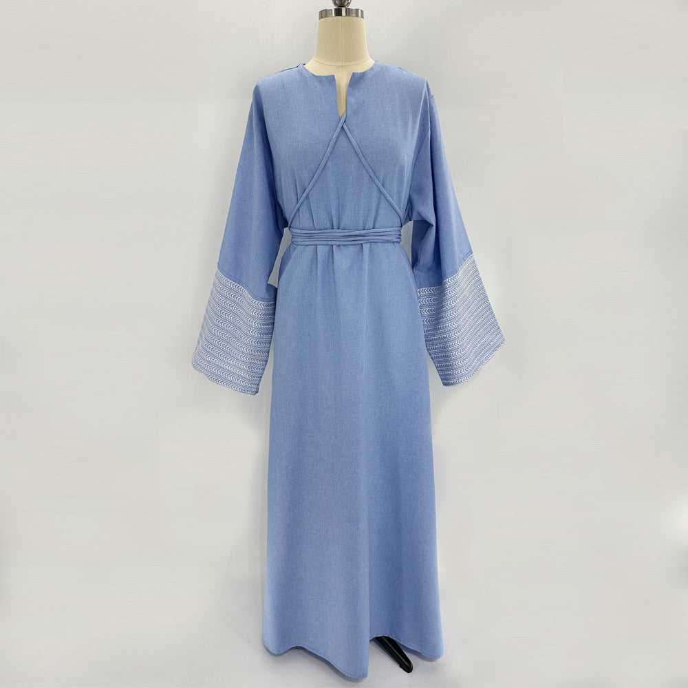 Hot-selling new Middle Eastern Muslim clothing elegant embroidered dress Dubai robe - Mixbatch