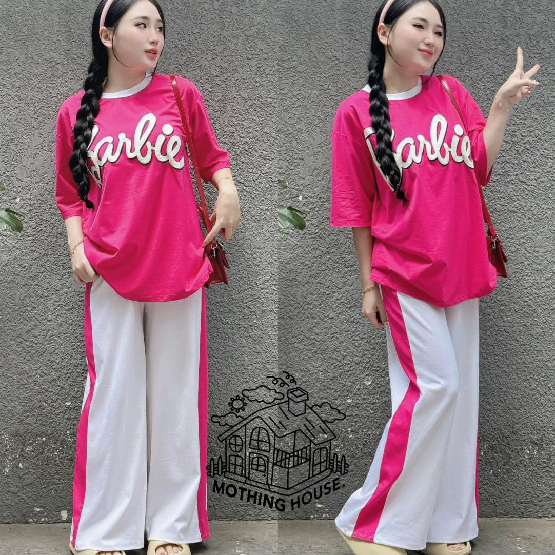 A casual two-piece set summer loose short-sleeved wide-leg pants fashion age-reducing two-piece set foreign style