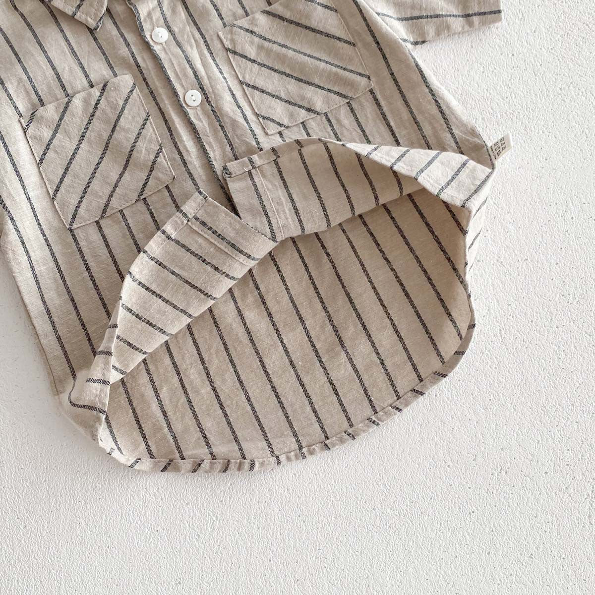 A Children's Korean version retro striped short-sleeved shirt shorts set for babies and boys and girls in summer thin casual trendy clothes - Mixbatch