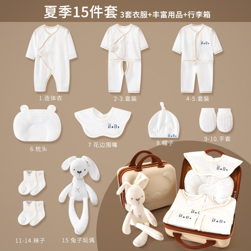 A6 Newborn baby clothes gift box, summer thin newborn full moon baby pure cotton suit, newborn gift high-end - Mixbatch