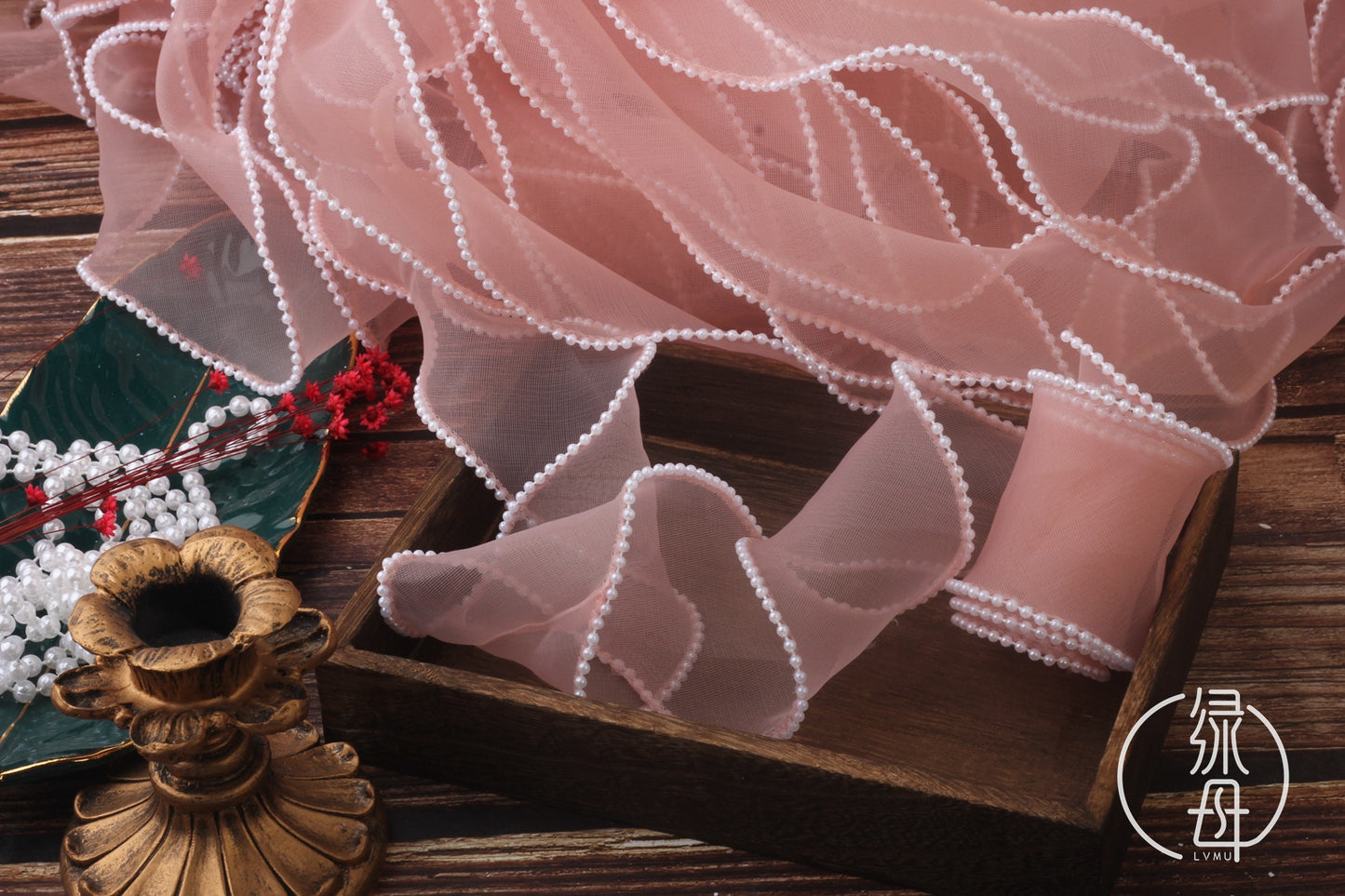 A Spot 5.5cm Pearl Meteor Fishtail Yarn Copy Edge Wave Yarn Cake Bouquet Packaging Material Bow Ribbon - Mixbatch