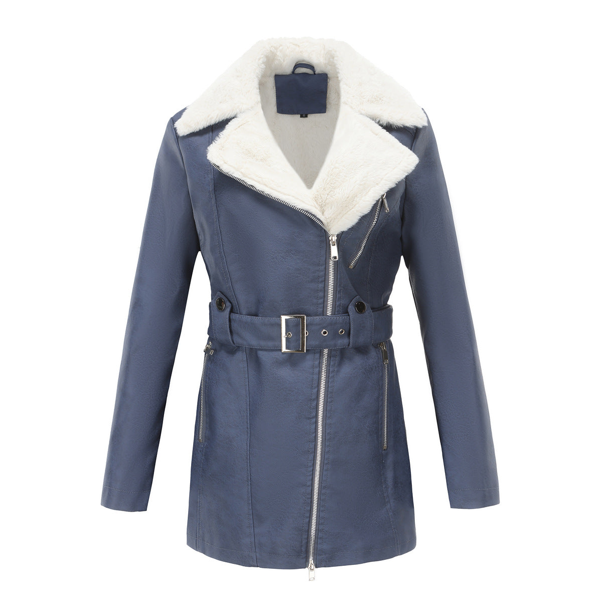 A women's fleece leather jacket